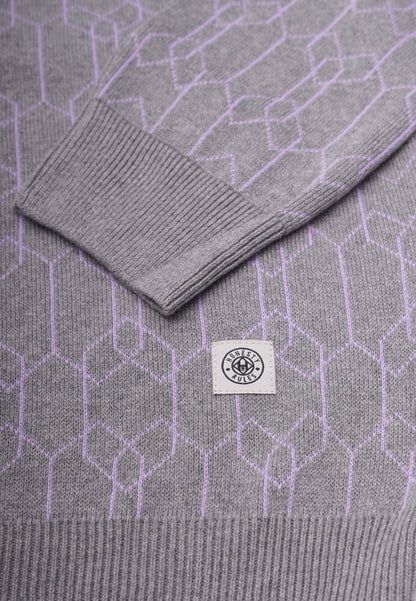 Organic Cotton Patterned Knit Sweater Grey