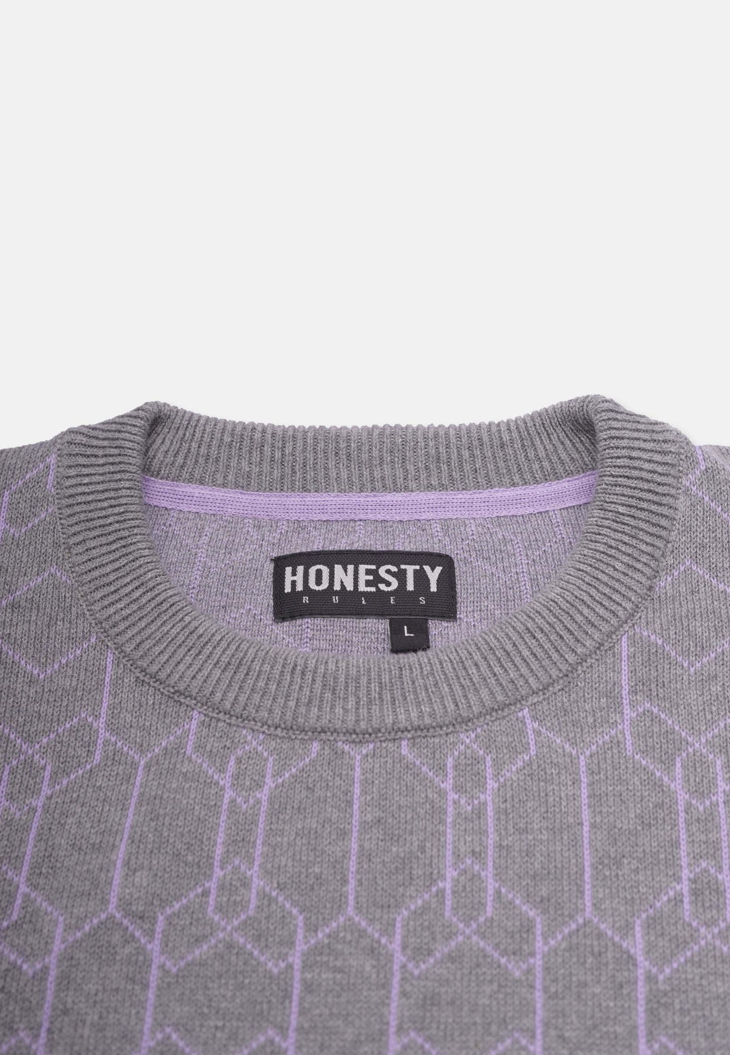 Organic Cotton Patterned Knit Sweater Grey