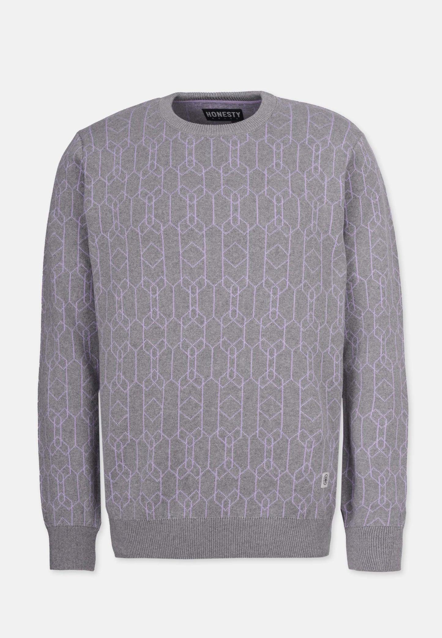 Organic Cotton Patterned Knit Sweater Grey