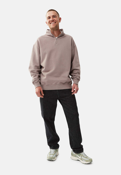 Organic Cotton Quarter Zip Sweatshirt Mud