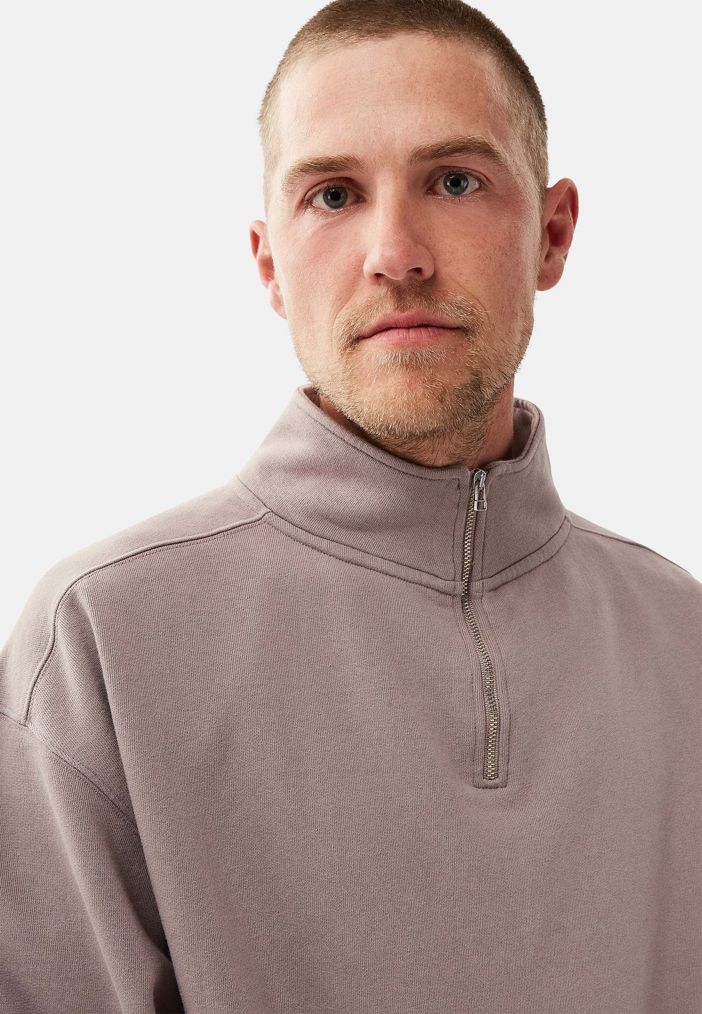 Organic Cotton Quarter Zip Sweatshirt Mud