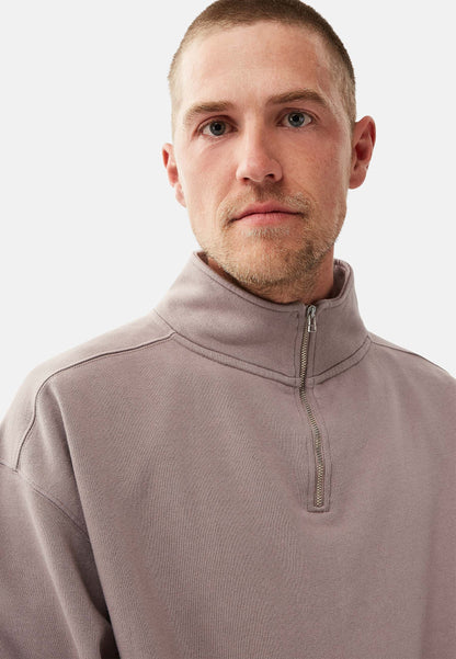 Organic Cotton Quarter Zip Sweatshirt Mud
