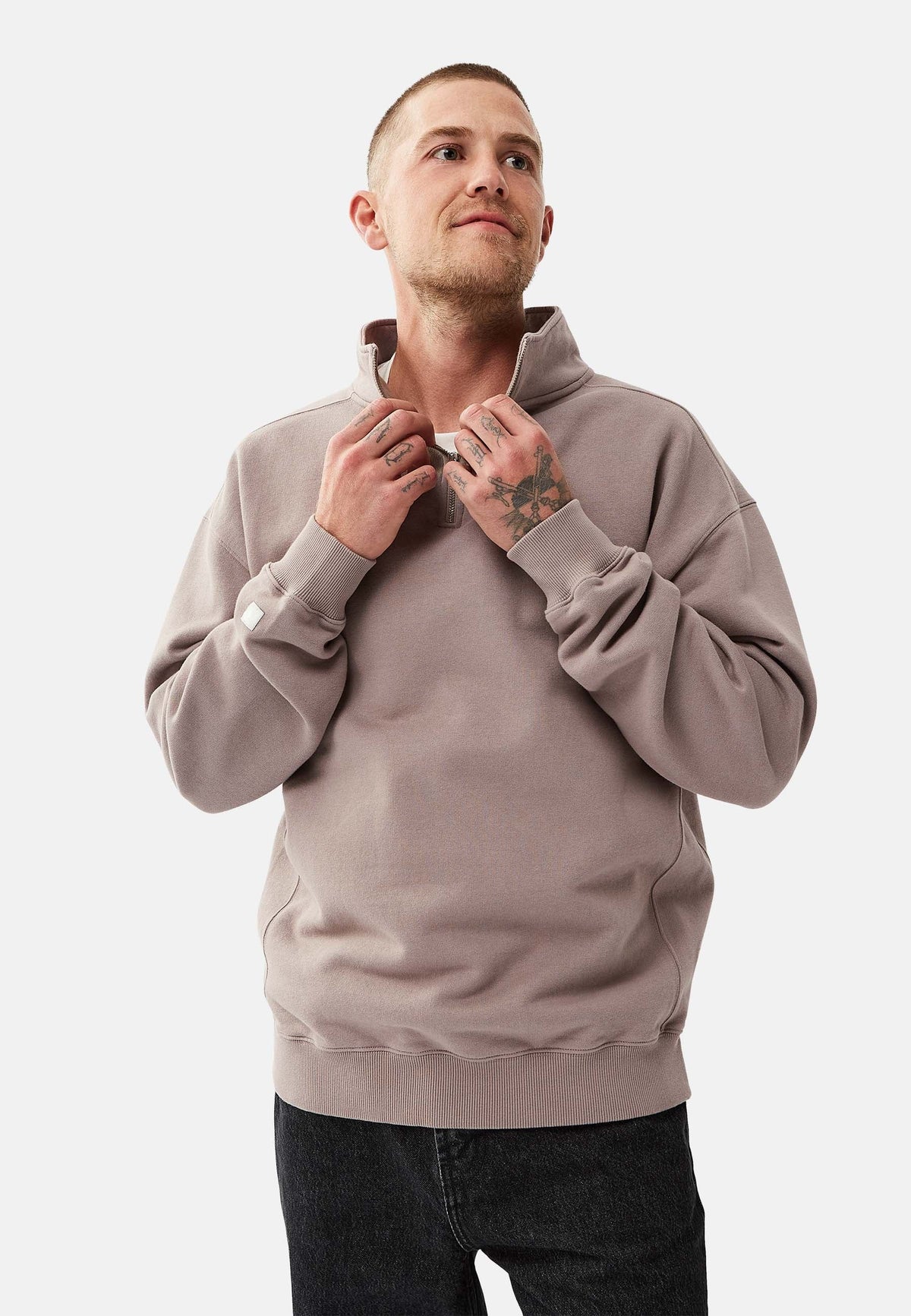 Revelse™ Organic Cotton Quarter Zip Sweatshirt Mud