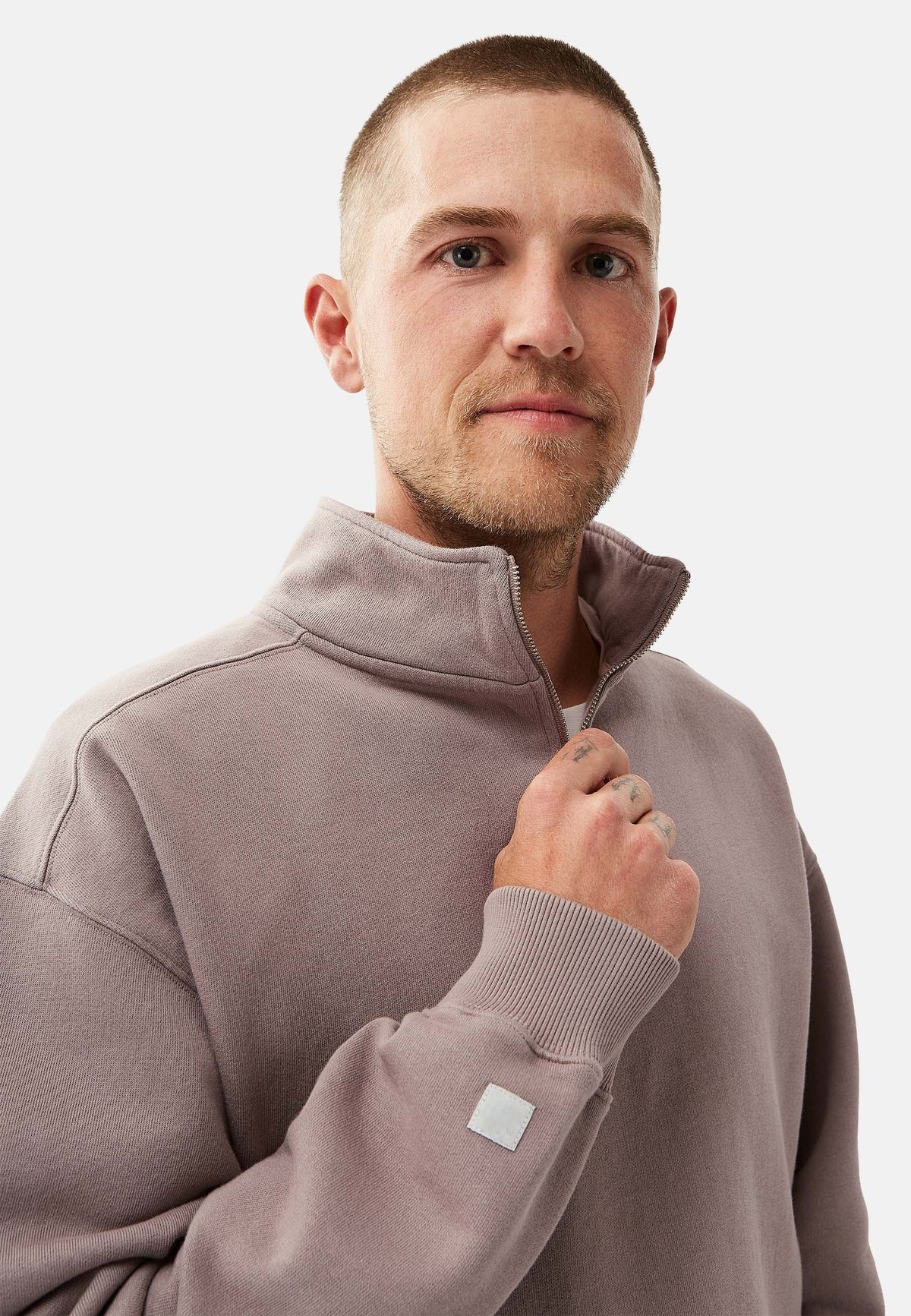 Revelse™ Organic Cotton Quarter Zip Sweatshirt Mud