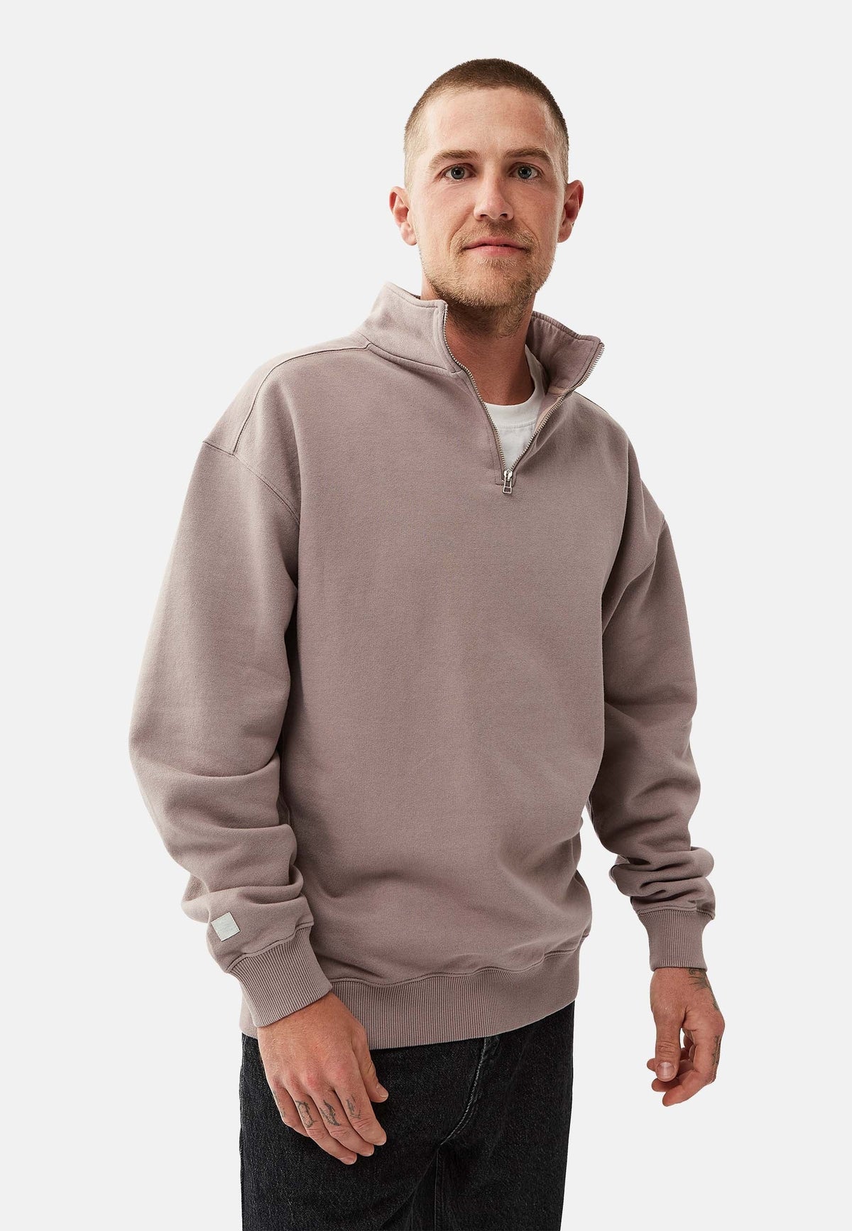 Revelse™ Organic Cotton Quarter Zip Sweatshirt Mud