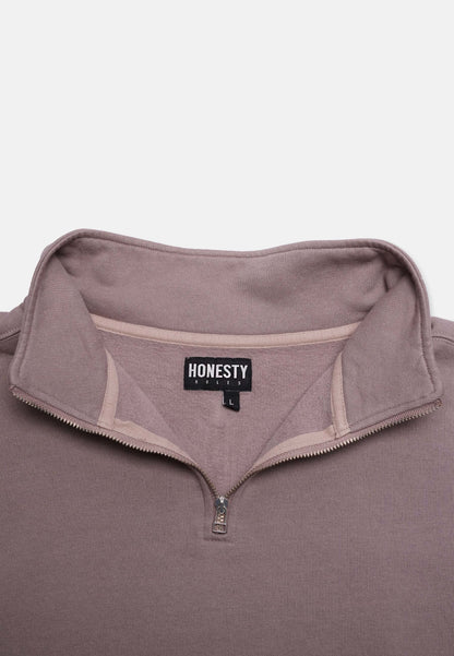 Organic Cotton Quarter Zip Sweatshirt Mud