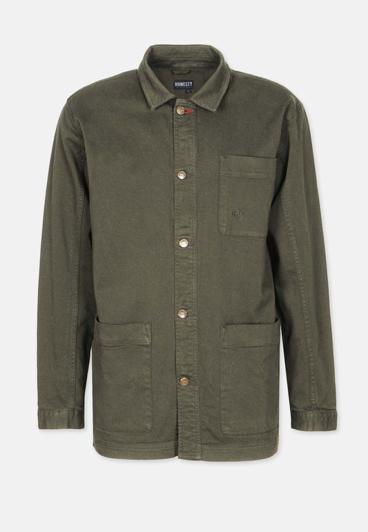 Organic Cotton Twill Worker Jacket Olive