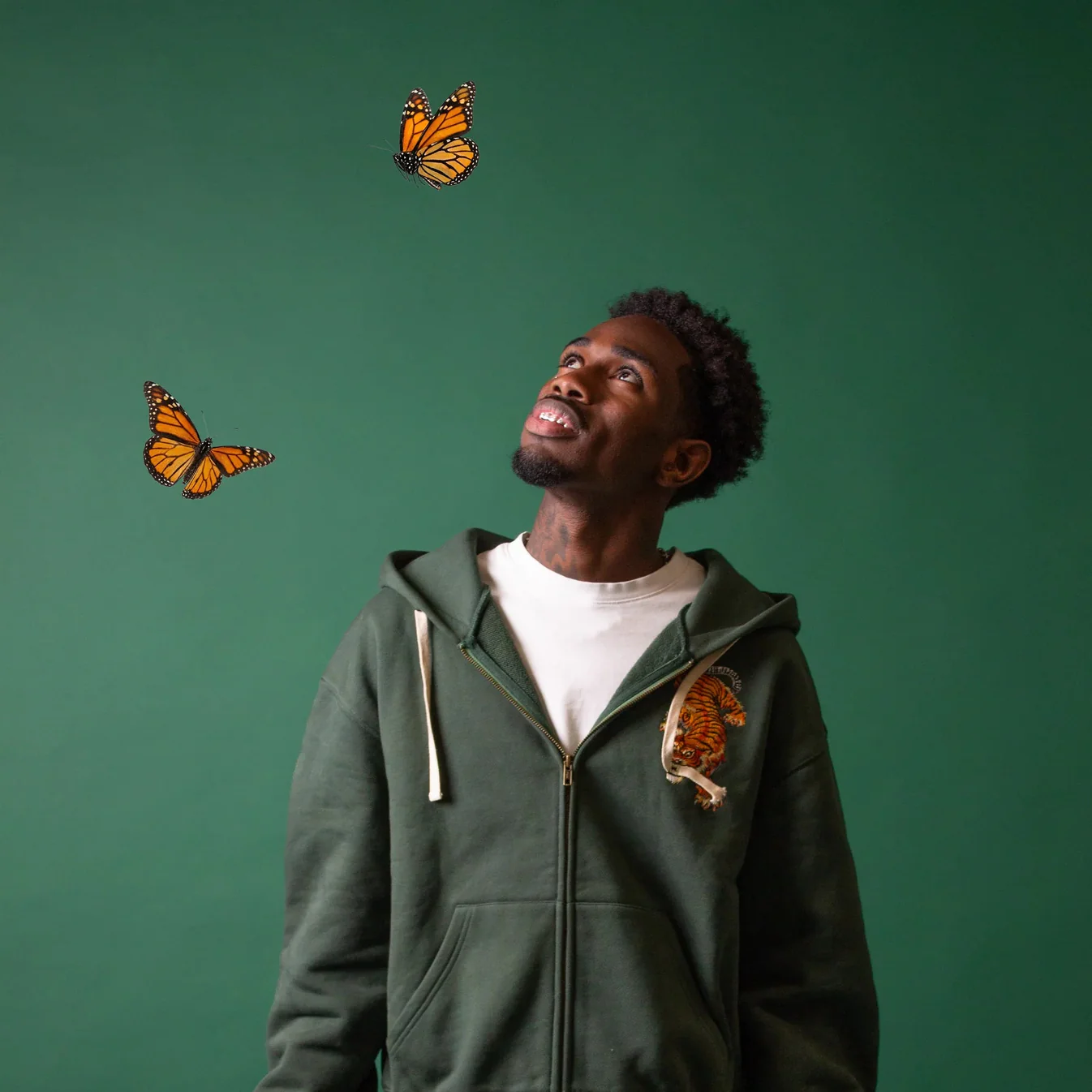 Zip-Up Jacket Tiger Print Green