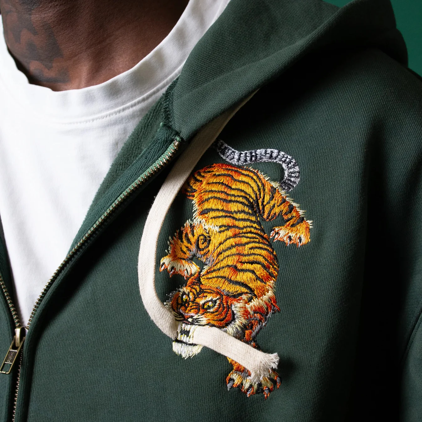 Zip-Up Jacket Tiger Print Green