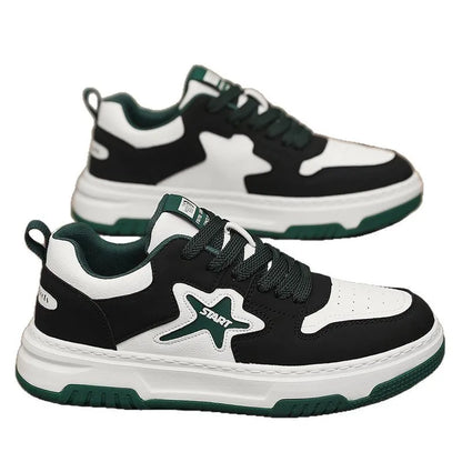 Pair of lightweight trainers viewed from above