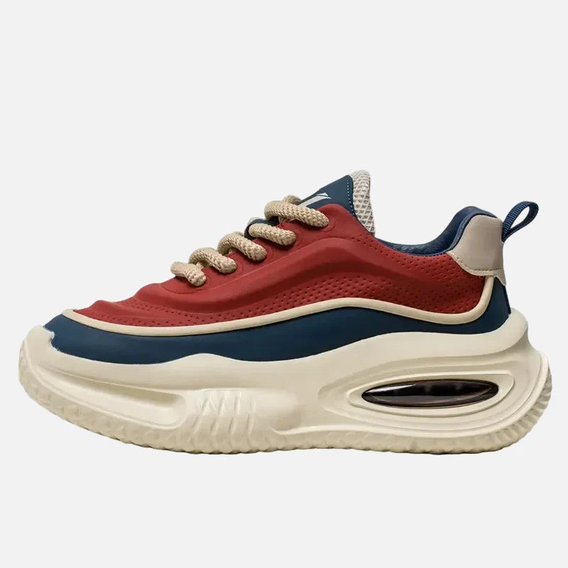 Chunky trainers showing the air cushion sole and textured tread