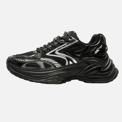 Chunky sports trainers styled for a casual streetwear outfit