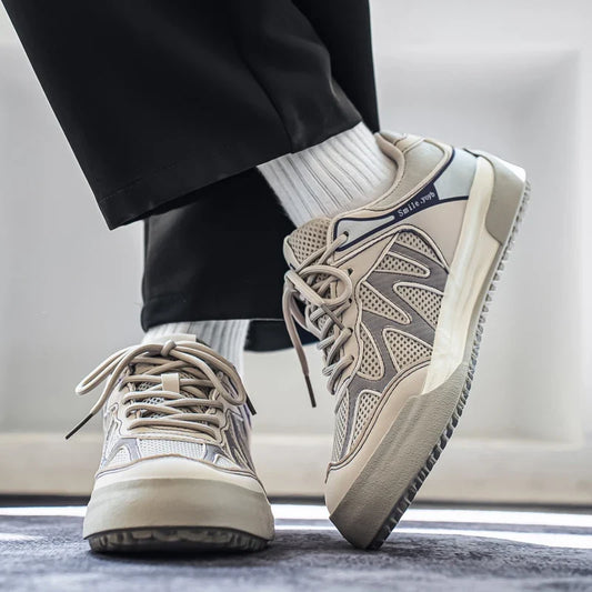 Breathable casual board trainers shown from the side