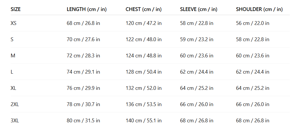 Size Chart