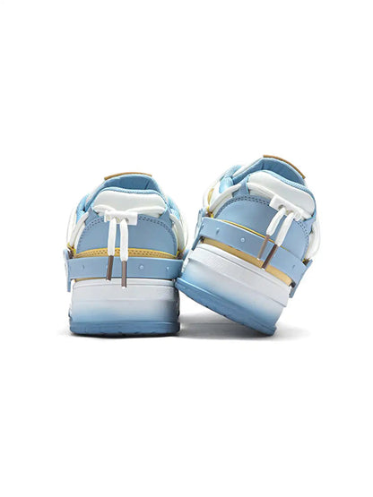 Low-top sporty sneakers shown together from above
