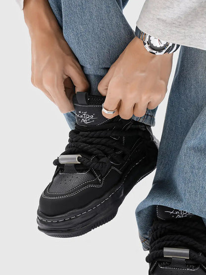 Top view of chunky sneakers with a modern shape
