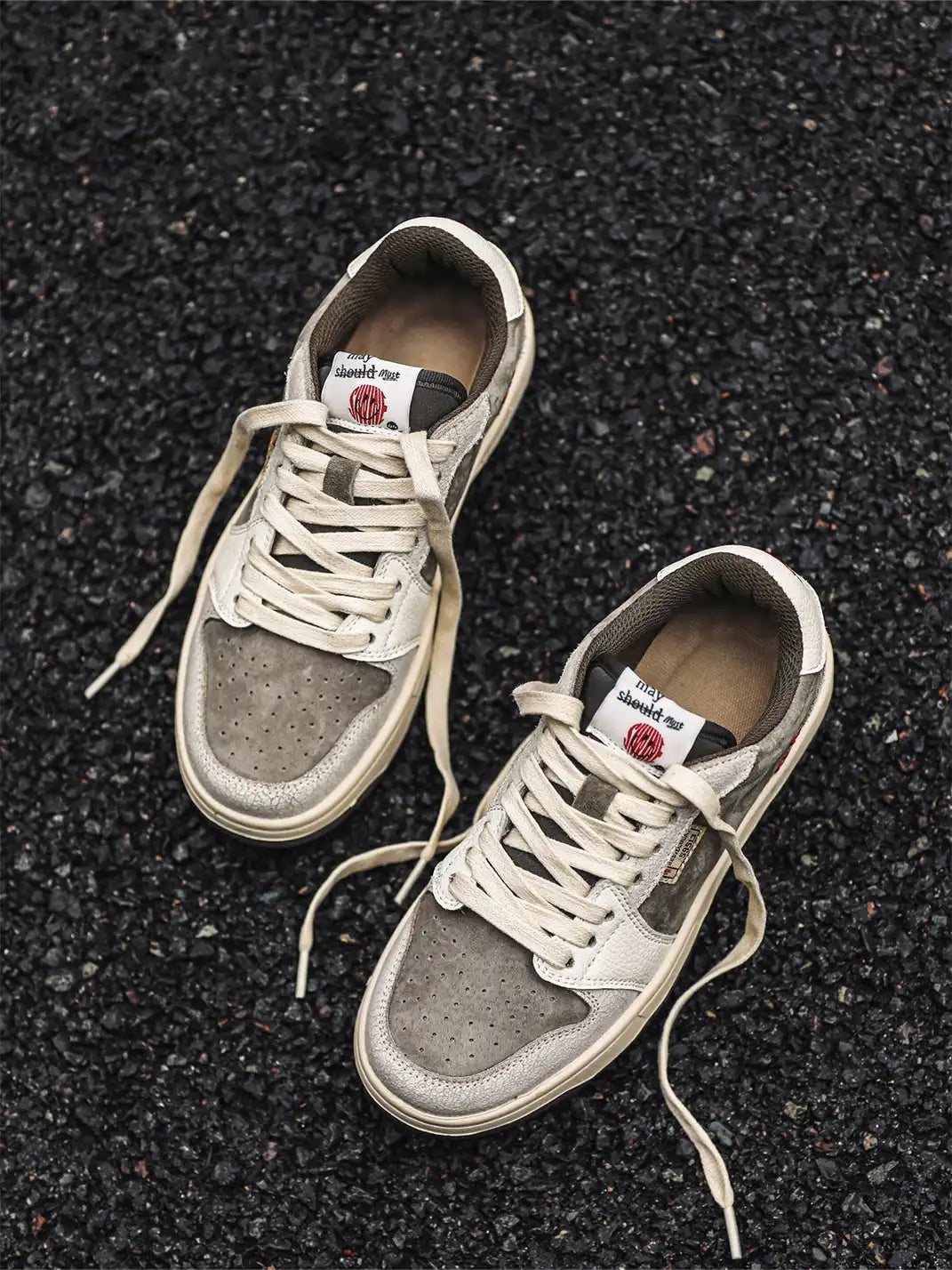 Pair of low top suede trainers ready for everyday wear
