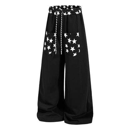 Elasticated waist on star print baggy sweatpants