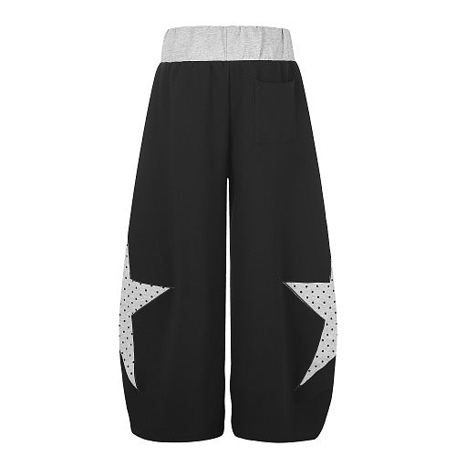 Back view of baggy sweatpants with a comfortable layered waist