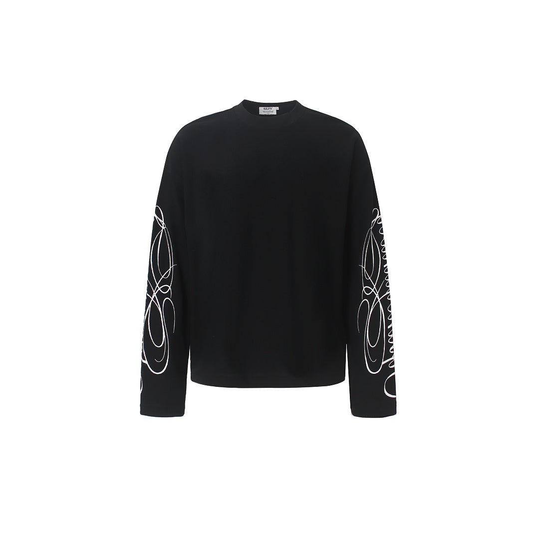 Leopard Print Embroidered Long Sleeve Sweatshirt