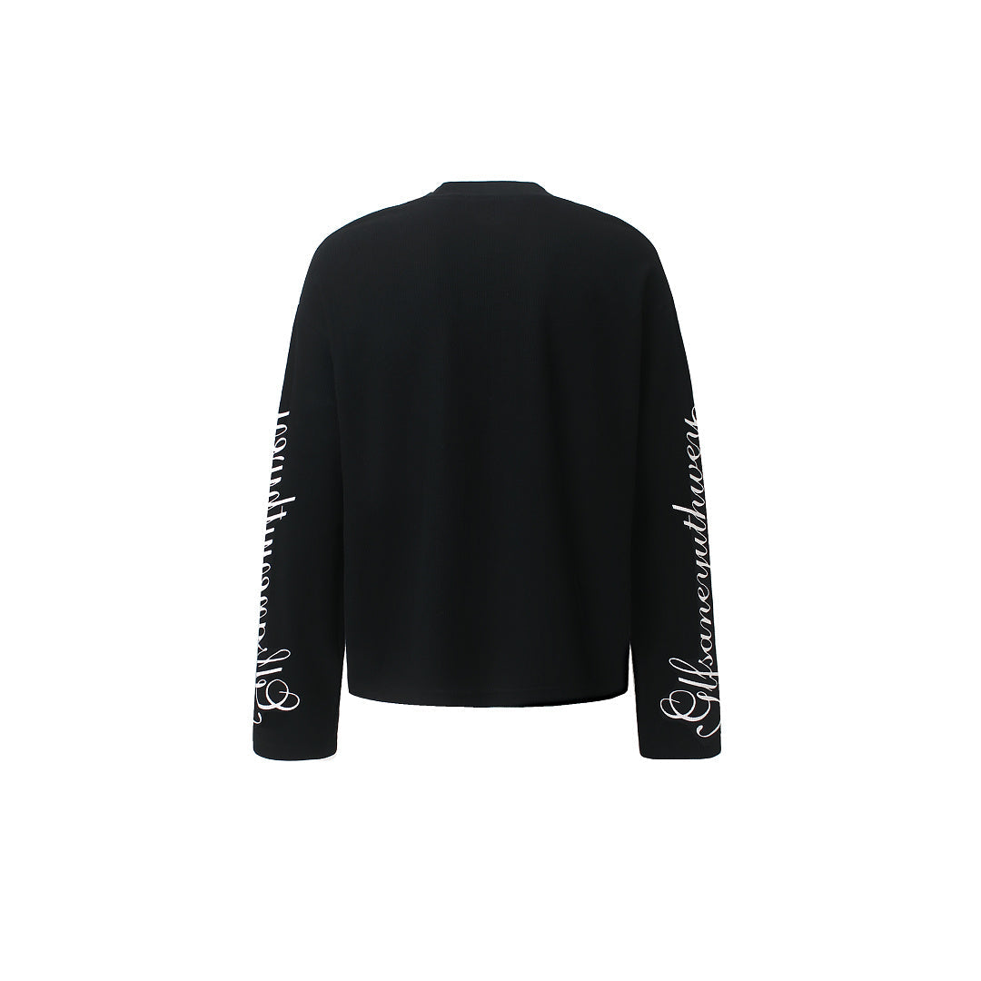 Side view of the embroidered leopard print sweatshirt