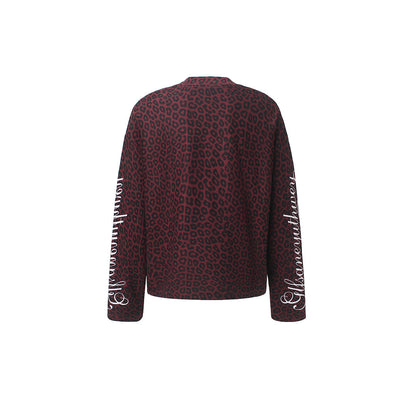 Back view of the long sleeve leopard print sweatshirt