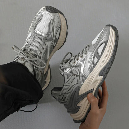 Chunky sports trainers displaying the lace-up front