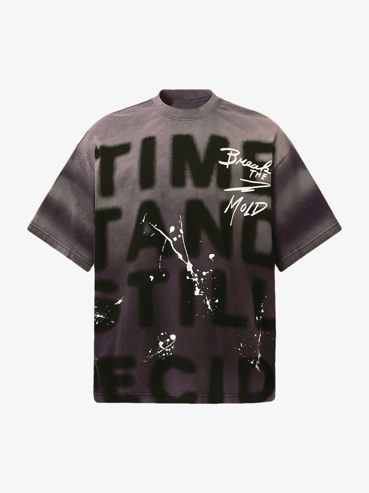 Ink Splash Letter Print T-Shirt