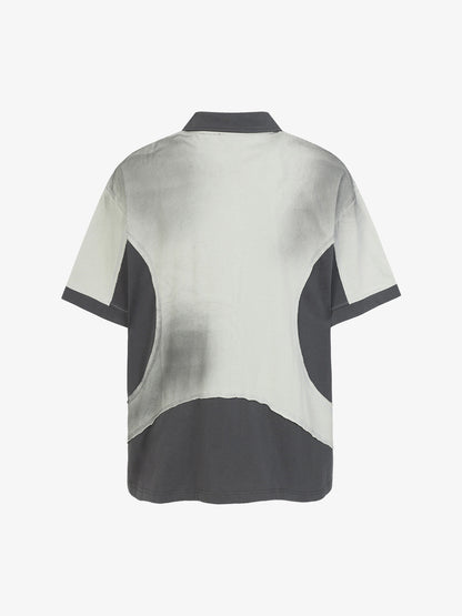 Revelse™ Oversized Cotton Blend Tie-Dye Polo Gray
