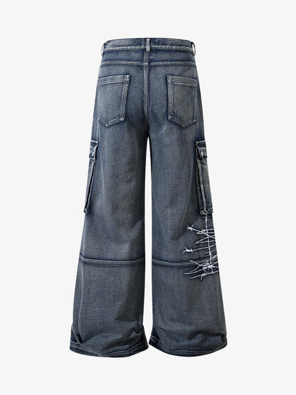Embroidered Hip-Hop Street Style Jeans