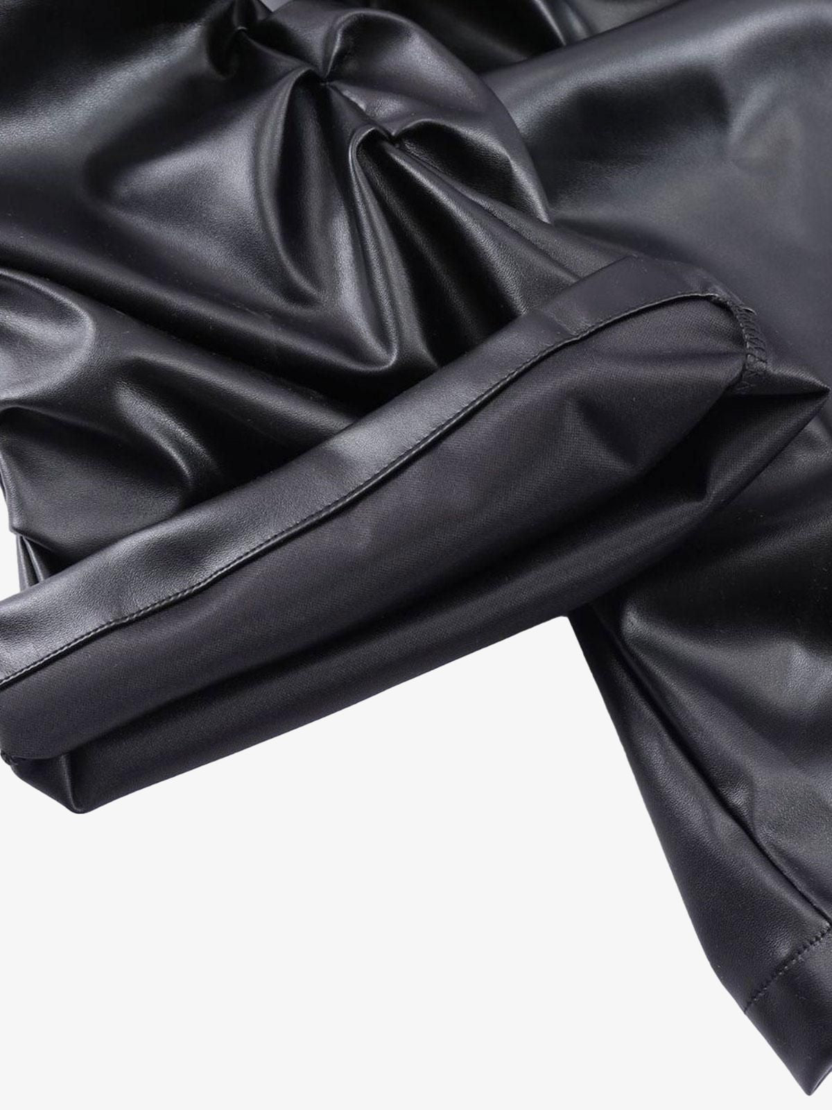 Punk Style Pleated Faux Leather Pants