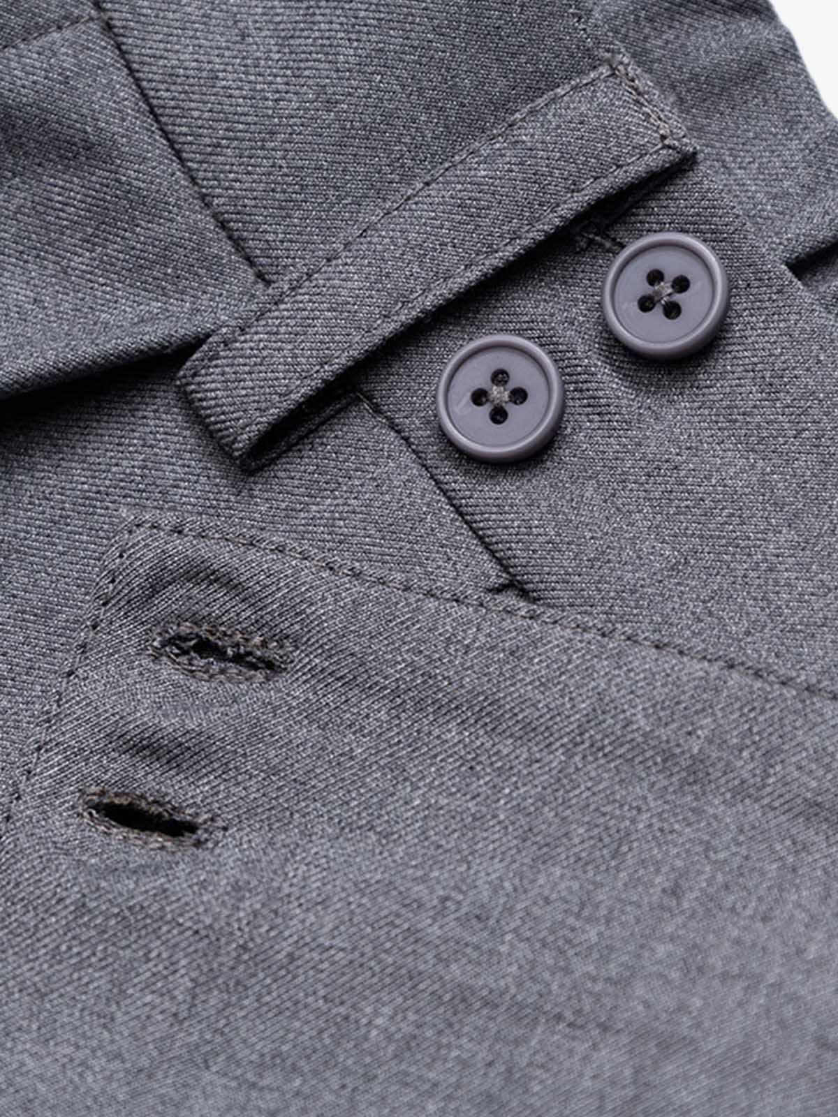 Side view of tailored grey shorts with a smart casual silhouette