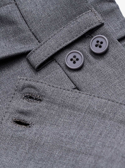 Side view of tailored grey shorts with a smart casual silhouette
