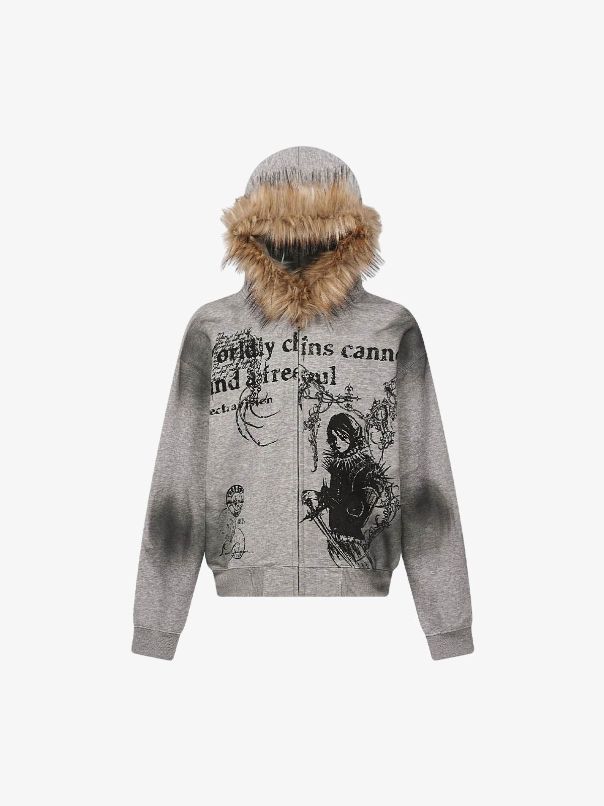 Graphic Print Hooded Jacket for Men