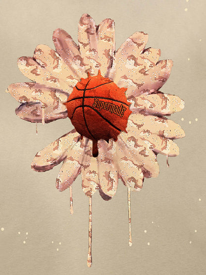 Floral Ink Splatter Graphic Basketball T-Shirt