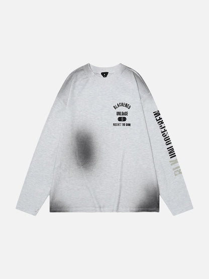 Revelse™ Distressed Graphic Long Sleeve Tee Heather Grey