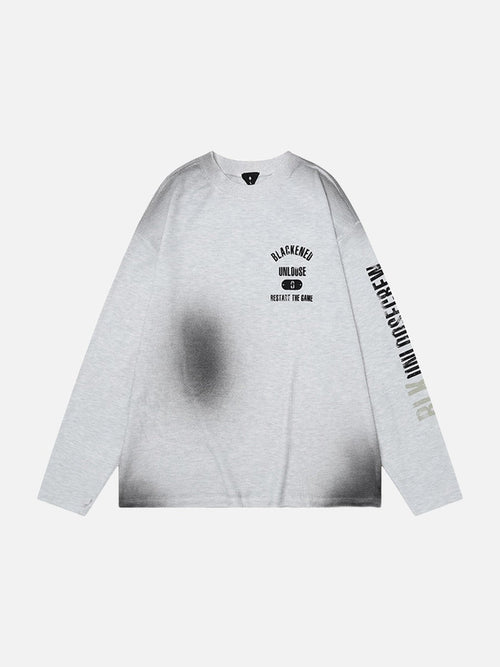 Revelse™ Distressed Graphic Long Sleeve Tee Heather Grey