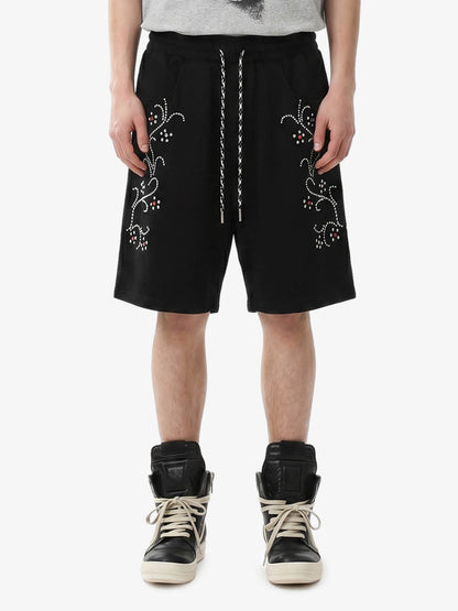 Revelse™  Rhinestone Graphic Jersey Knit Shorts
