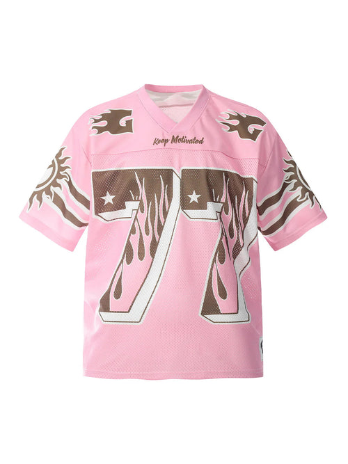 Revelse™ Flame Print Mesh Pink Jersey Top