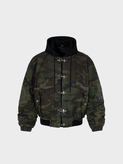 Camouflage Cotton Quilted Hooded Jacket