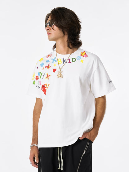 Retro Hand-Painted Graffiti Art T-Shirt