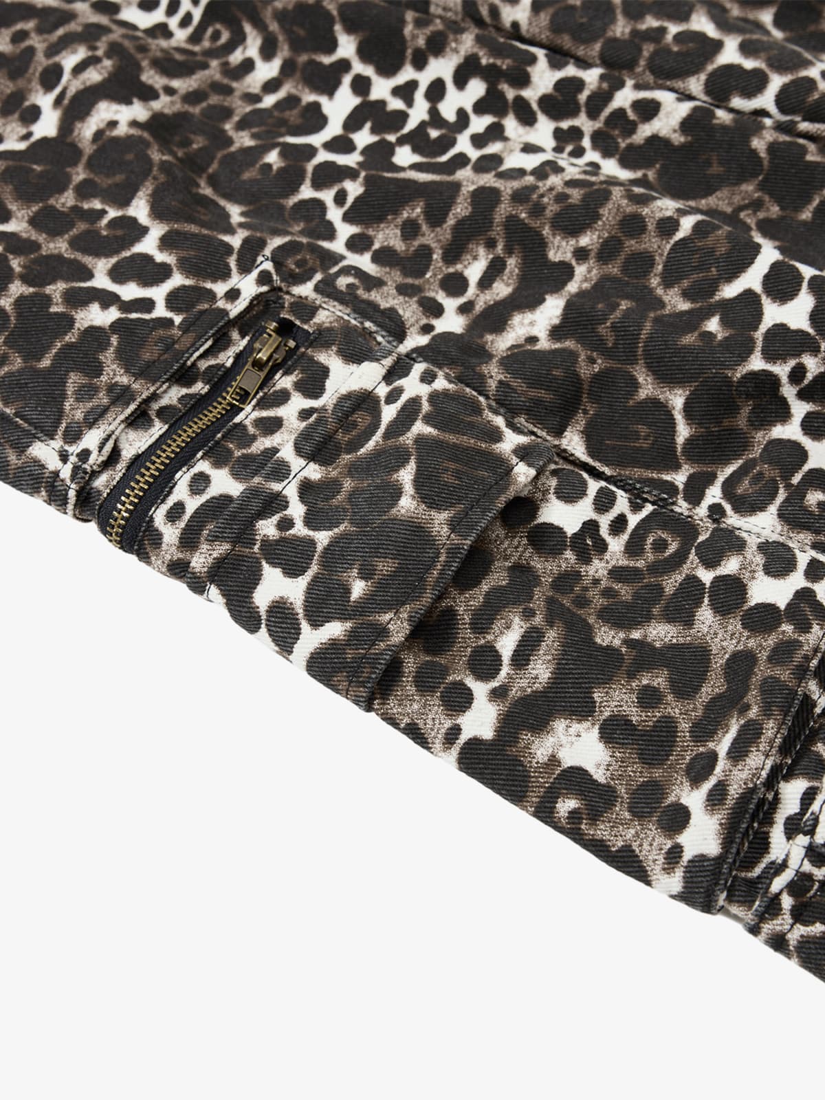 Leopard Print Wide Leg Cargo Pants