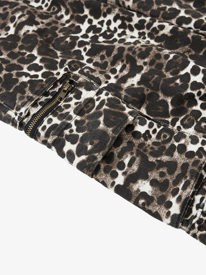 Leopard Print Wide Leg Cargo Pants