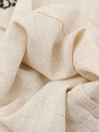 Revelse™  Textured Linen Blend Embroidered Short Sleeve Shirt