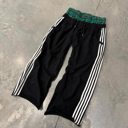 Striped Baggy Fleece Sweatpants