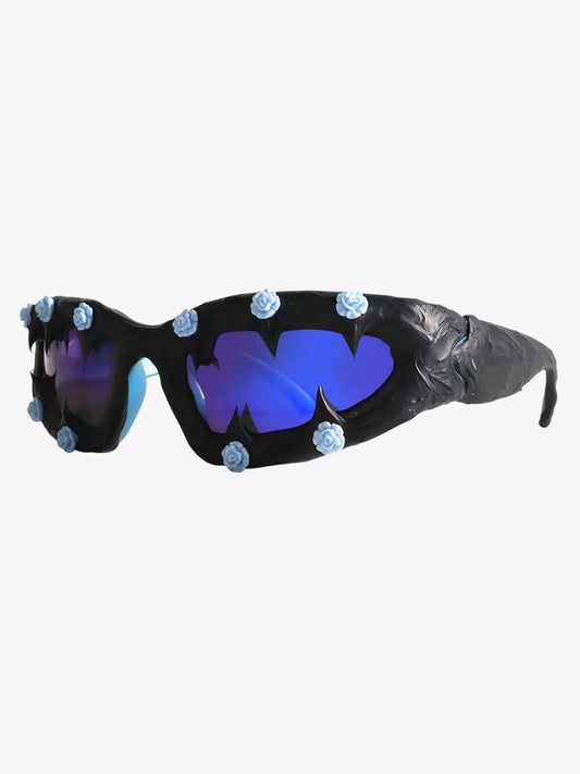 Handmade square studded party glasses shown from the front