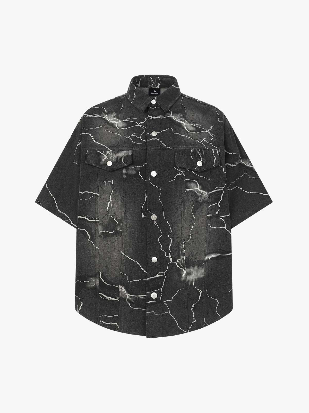 Vintage Lightning Bolt Graphic Denim Shirt