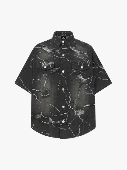 Vintage Lightning Bolt Graphic Denim Shirt