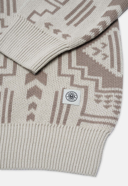 Organic Cotton Knit Crew Neck Sweater Stone Grey