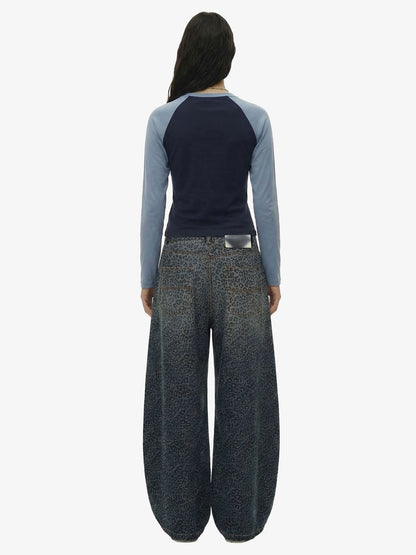 Revelse™ Leopard Print Denim Barrel Jeans